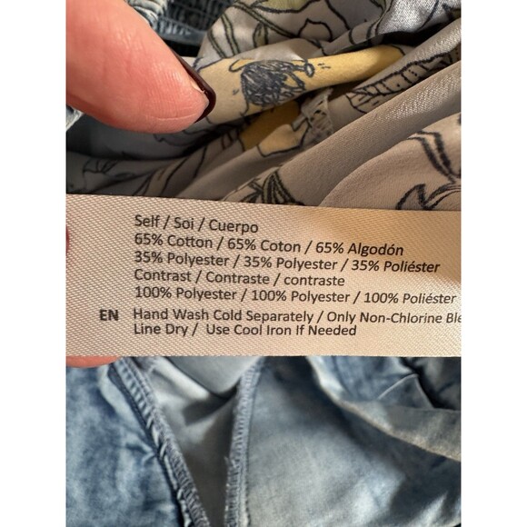 BOG Collective Maxi Dress Floral Corset Denim Blue Cottagecore Band Gypsies L - Picture 12 of 15